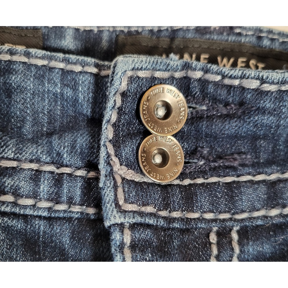 Nine West Womens 31/12 Date Night Fit Blue Capri Jeans Embroidered‎ 0034 - Picture 4 of 16